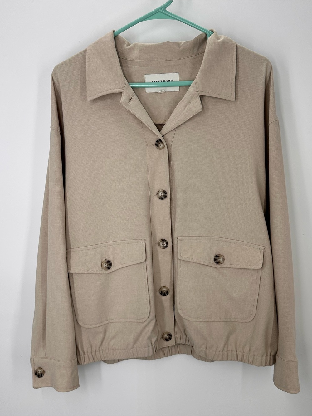 Liverpool Los Angelas Brixton Button Front Jacket with Flap Pockets in Dusty Tan